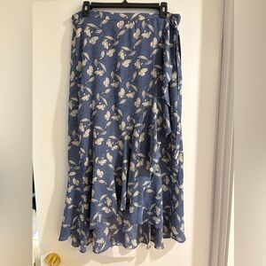 Max Studio Blue floral faux wrap Skirt size L